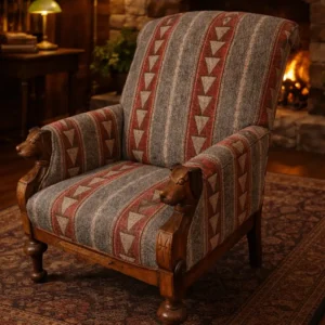 Dog carved arm chair